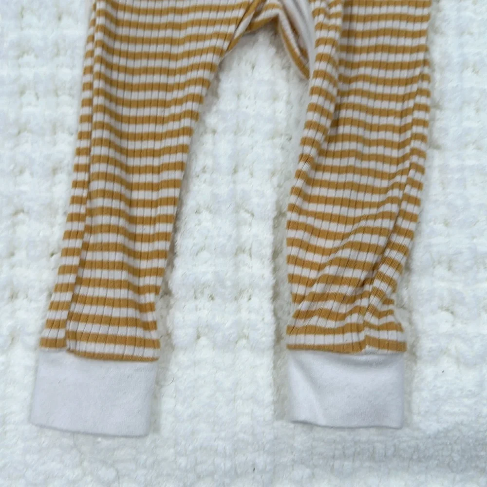Morí mustard stripe ribbed snug clever zip pajama